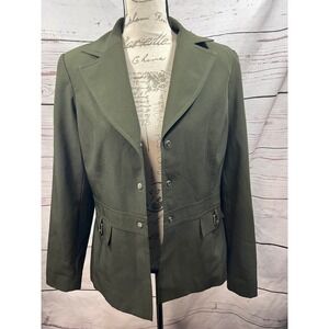 Blacker by Stanley Blacker Womens Olive Green Snap Front Blazer Jacket Size‎ 10